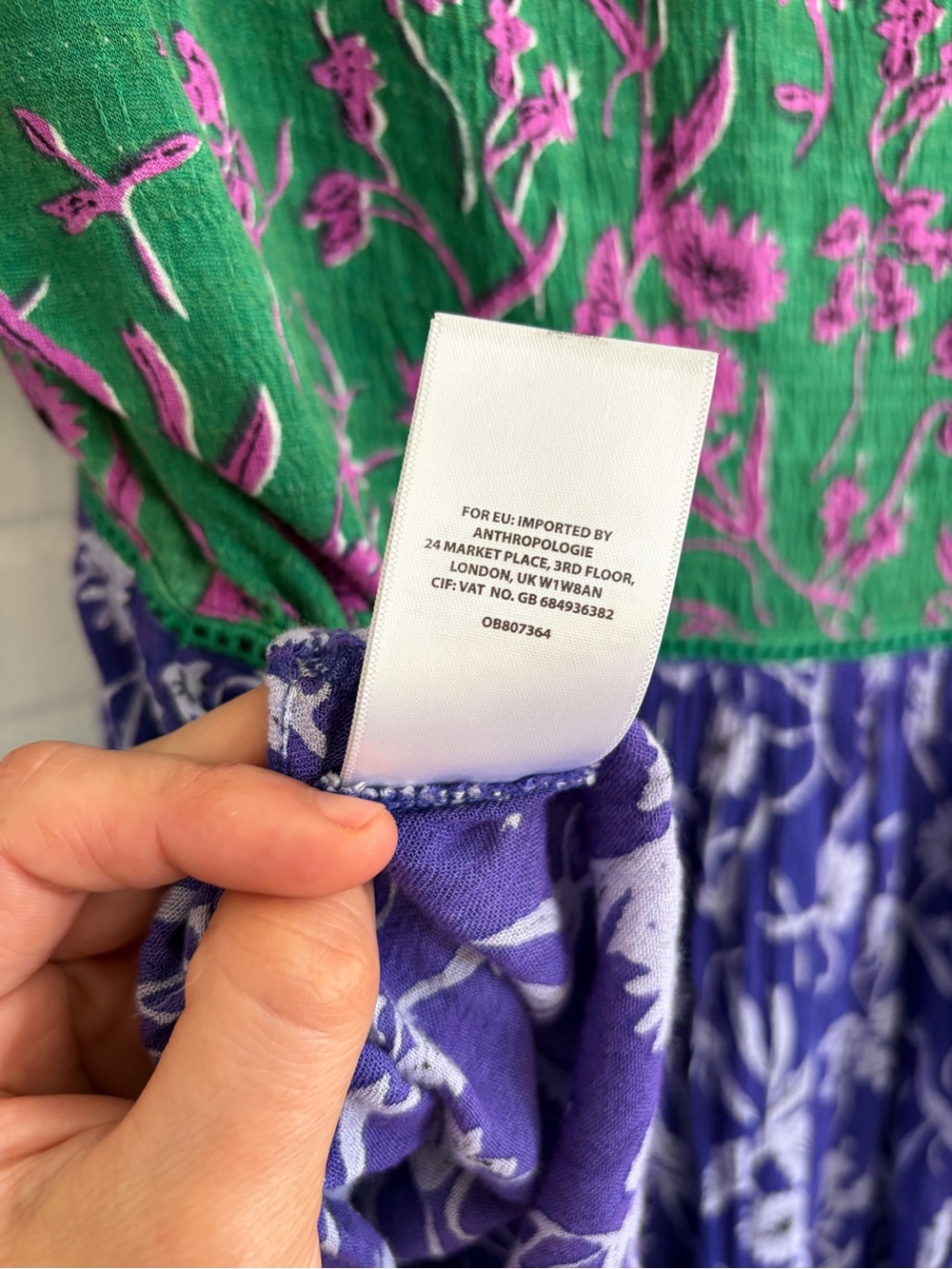 Anthropologie Akemi + Kin Veria Tunic in Green & Blue Floral Print, SZ S - Picture 10 of 10